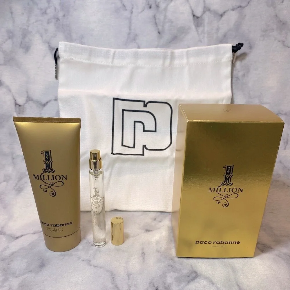 Paco Rabanne 1 Million EDT Travel Kit-Bag,Shave 100ml & Spray 10ml-3pc-BOXED-NEW